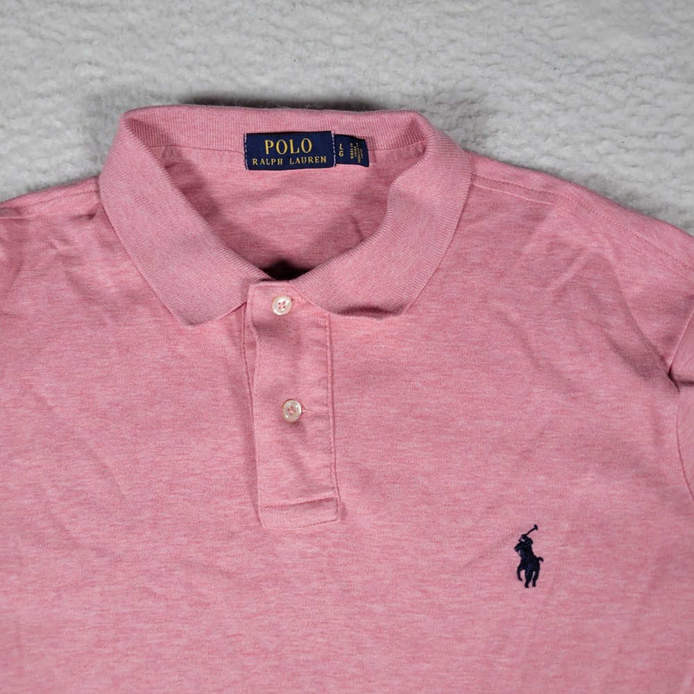 Polo Ralph Lauren Polo Shirt Mens Large Pink Heathered Short Sleeve Pony Logo